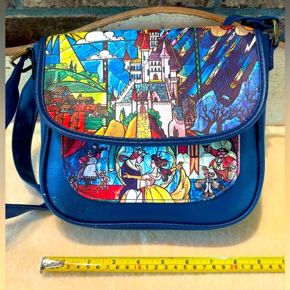 Disney Handbags - Disney Beauty and the Beast Stained Glass Crossbody Bag - Blue